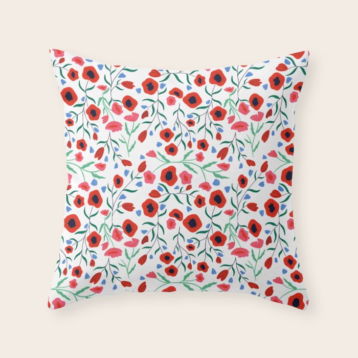 Red Poppy Throw Pillow Gallery Image 1