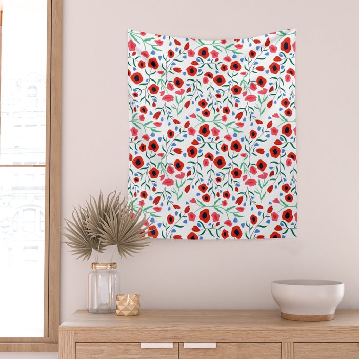 Red Poppy Wall Tapestry Gallery Image 2