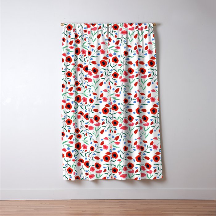 Red Poppy Window Curtain Gallery Image 3