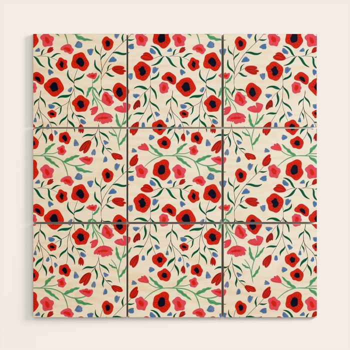 Red Poppy Wood Wall Art Gallery Image 1