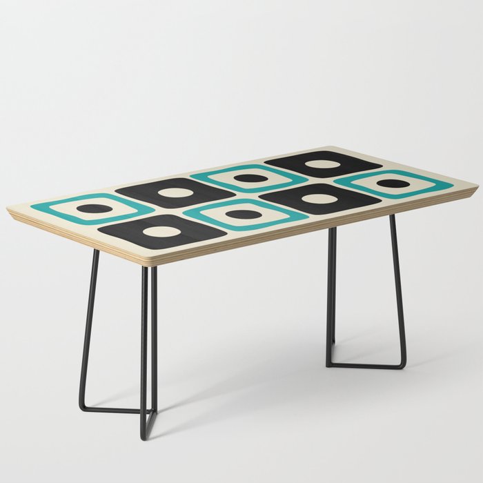 Mid Century Modern Square Dot Pattern 593 Black and Turquoise Coffee Table Gallery Image 1