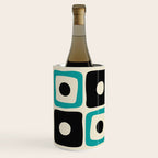 Mid Century Modern Square Dot Pattern 593 Black and Turquoise Wine Chiller Gallery Image 2