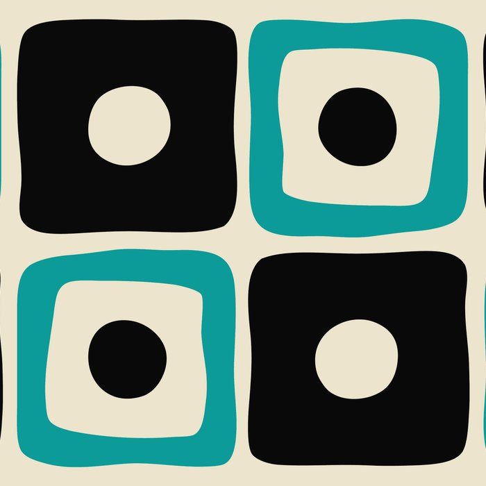 Mid Century Modern Square Dot Pattern 593 Black and Turquoise Coffee Mug Gallery Image 2