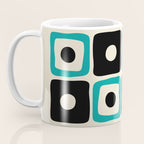 Mid Century Modern Square Dot Pattern 593 Black and Turquoise Coffee Mug Gallery Image 3