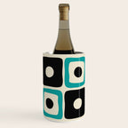 Mid Century Modern Square Dot Pattern 593 Black and Turquoise Wine Chiller Gallery Image 1