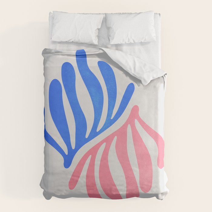 Blue & Pink Leaves: Matisse Series 01 Duvet Cover Gallery Image 1