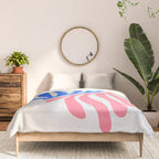 Blue & Pink Leaves: Matisse Series 01 Comforter Gallery Image 3