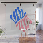 Blue & Pink Leaves: Matisse Series 01 Wall Mural Gallery Image 1