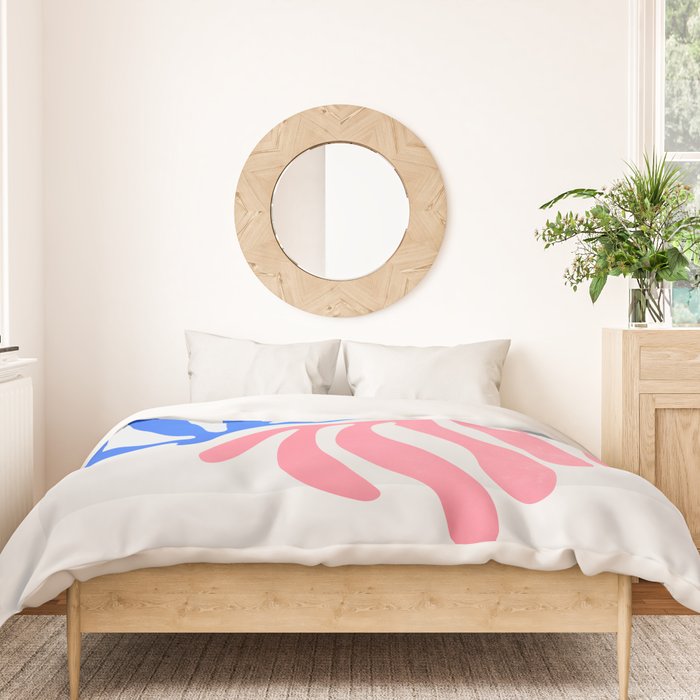 Blue & Pink Leaves: Matisse Series 01 Duvet Cover Gallery Image 3