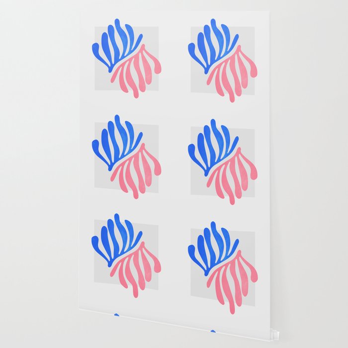 Blue & Pink Leaves: Matisse Series 01 Wallpaper Gallery Image 2