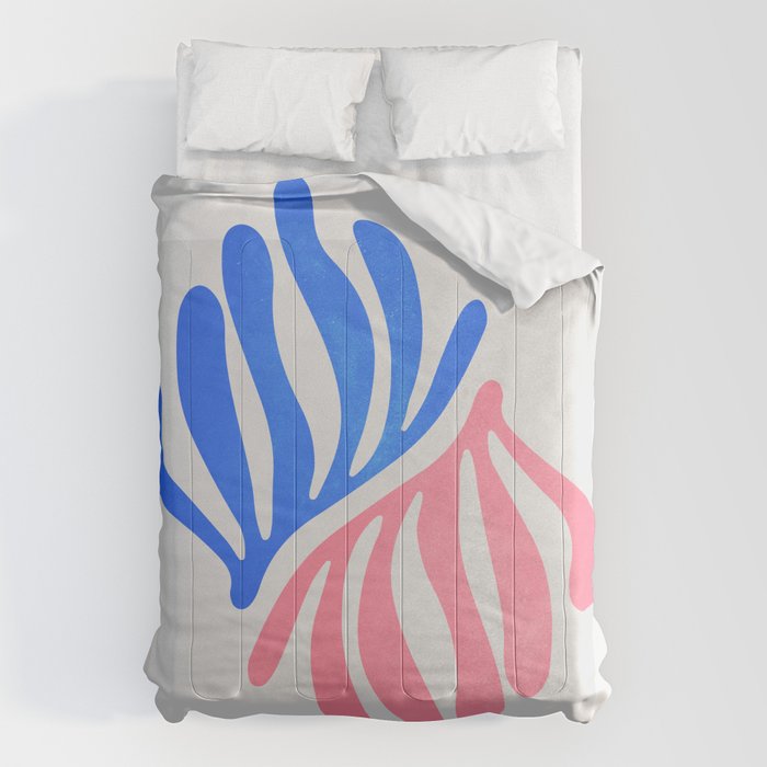 Blue & Pink Leaves: Matisse Series 01 Comforter Gallery Image 6