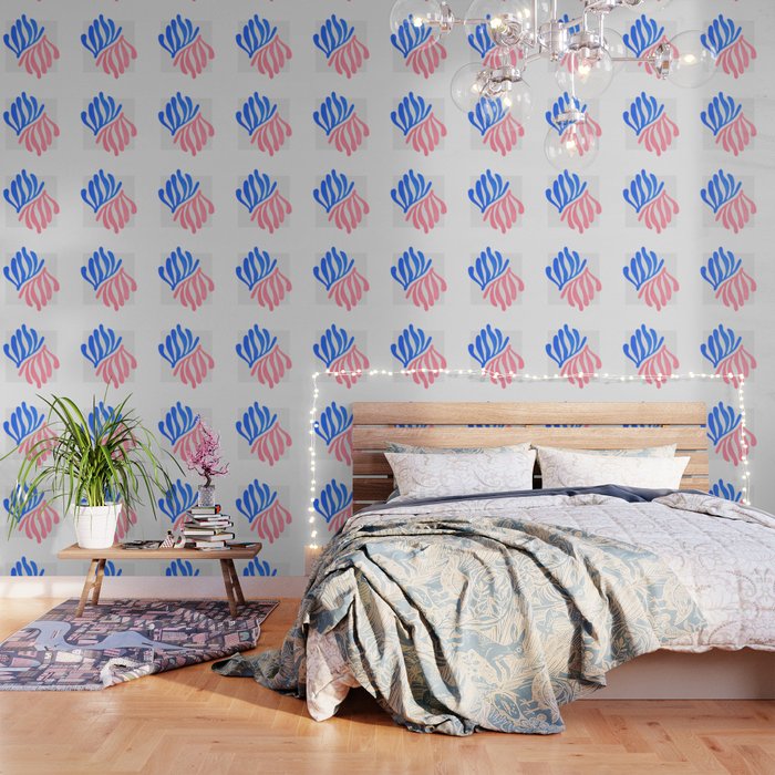 Blue & Pink Leaves: Matisse Series 01 Wallpaper Gallery Image 3