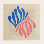 Blue & Pink Leaves: Matisse Series 01 Wood Wall Art Gallery Image 1