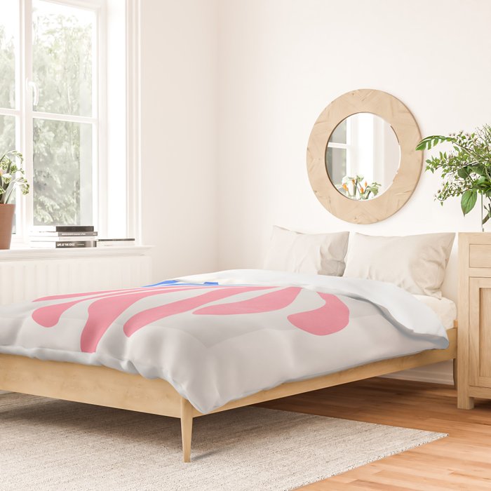 Blue & Pink Leaves: Matisse Series 01 Duvet Cover Gallery Image 2