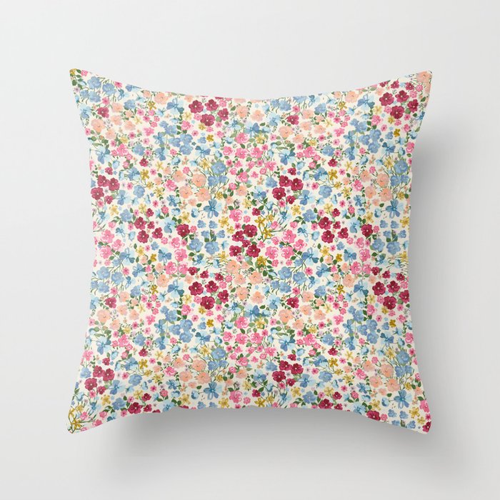 Blooming Cottage Garden Boho Ditsy Floral Throw Pillow Gallery Image 1