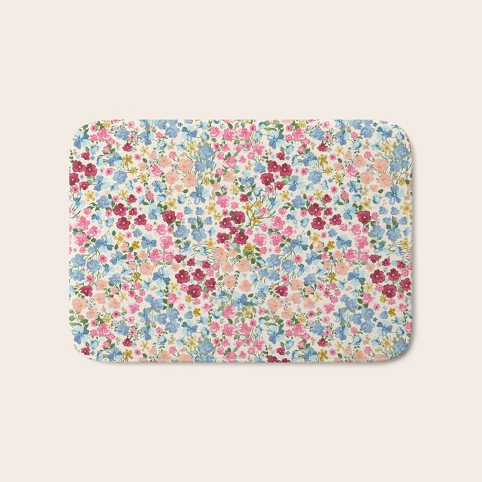 Blooming Cottage Garden Boho Ditsy Floral Bath Mat Gallery Image 1