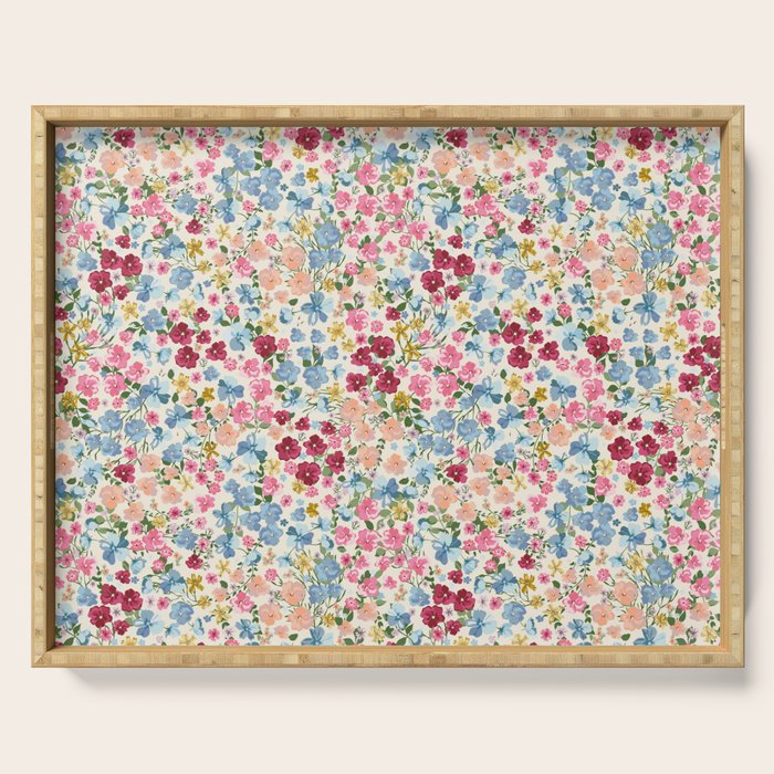 Blooming Cottage Garden Boho Ditsy Floral Serving Tray Gallery Image 1