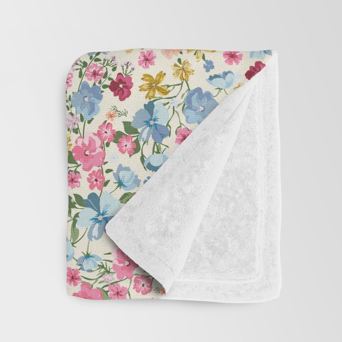 Blooming Cottage Garden Boho Ditsy Floral Throw Blanket Gallery Image 3