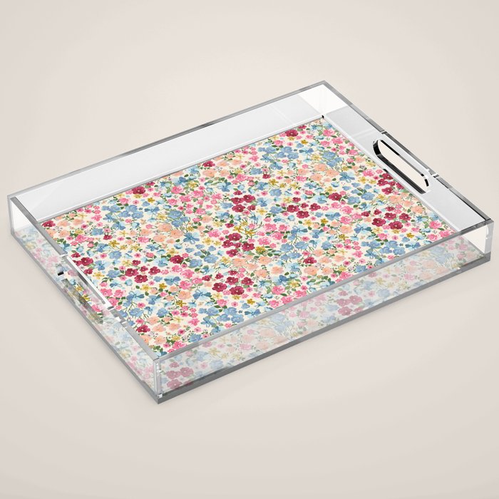 Blooming Cottage Garden Boho Ditsy Floral Acrylic Tray Gallery Image 1