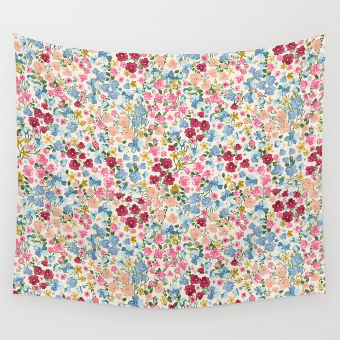 Blooming Cottage Garden Boho Ditsy Floral Wall Tapestry Gallery Image 1