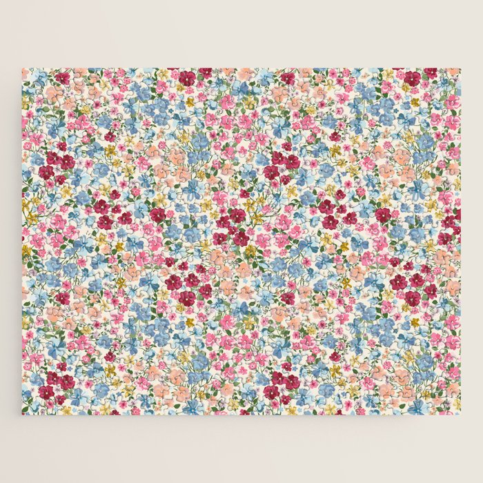 Blooming Cottage Garden Boho Ditsy Floral Jigsaw Puzzle Gallery Image 1