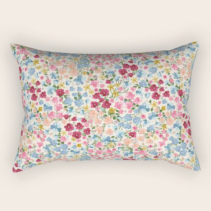 Blooming Cottage Garden Boho Ditsy Floral Rectangular Pillow Gallery Image 2