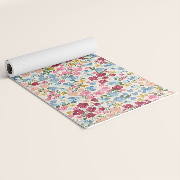 Blooming Cottage Garden Boho Ditsy Floral Yoga Mat Gallery Image 2