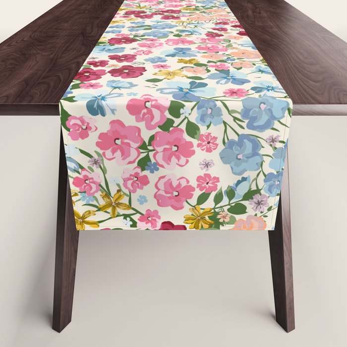 Blooming Cottage Garden Boho Ditsy Floral Table Runner Gallery Image 1