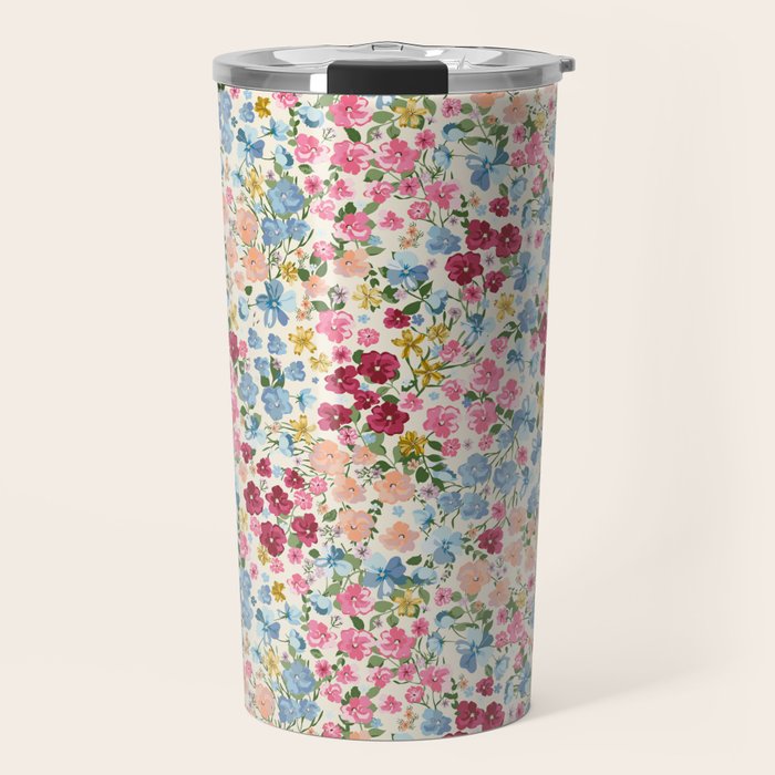 Blooming Cottage Garden Boho Ditsy Floral Travel Mug Gallery Image 1