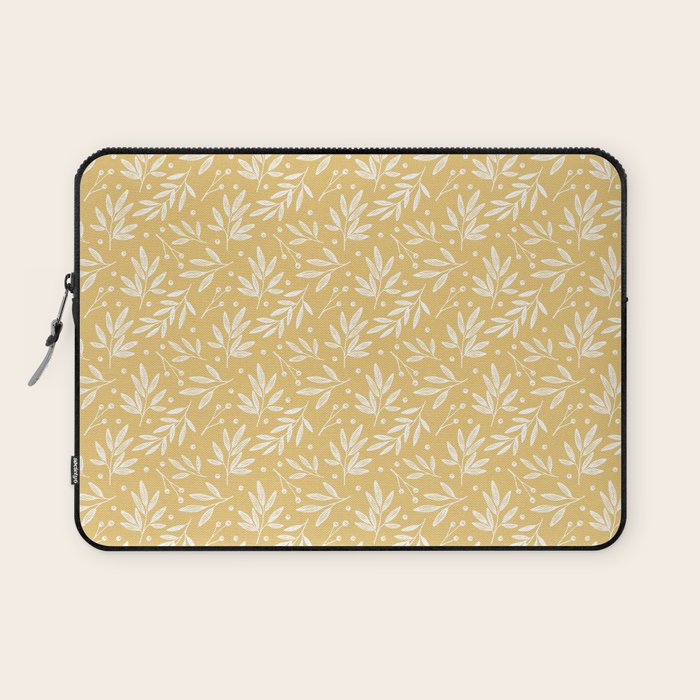 Botanic Pattern - White Yellow Laptop Sleeve Gallery Image 1