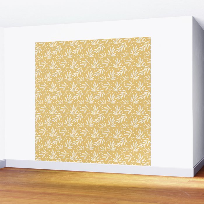 Botanic Pattern - White Yellow Wall Mural Gallery Image 2