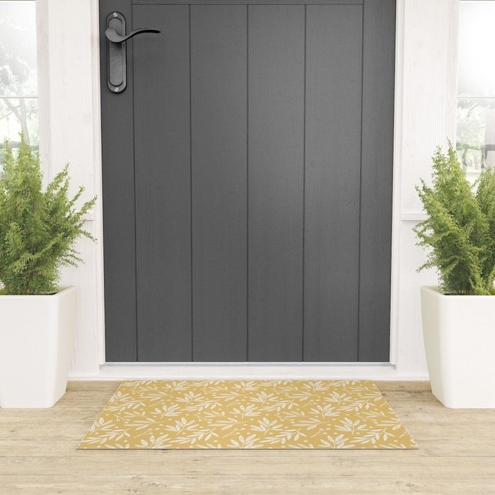 Botanic Pattern - White Yellow Welcome Mat Gallery Image 3