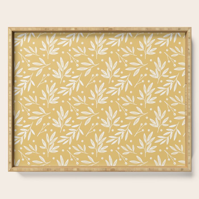 Botanic Pattern - White Yellow Serving Tray Gallery Image 1