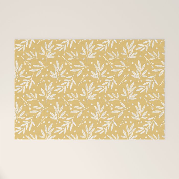 Botanic Pattern - White Yellow Welcome Mat Gallery Image 1