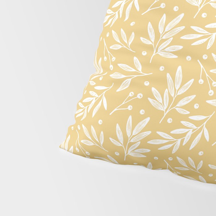 Botanic Pattern - White Yellow Pillow Sham Gallery Image 4