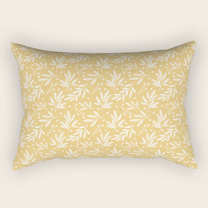 Botanic Pattern - White Yellow Rectangular Pillow Gallery Image 2