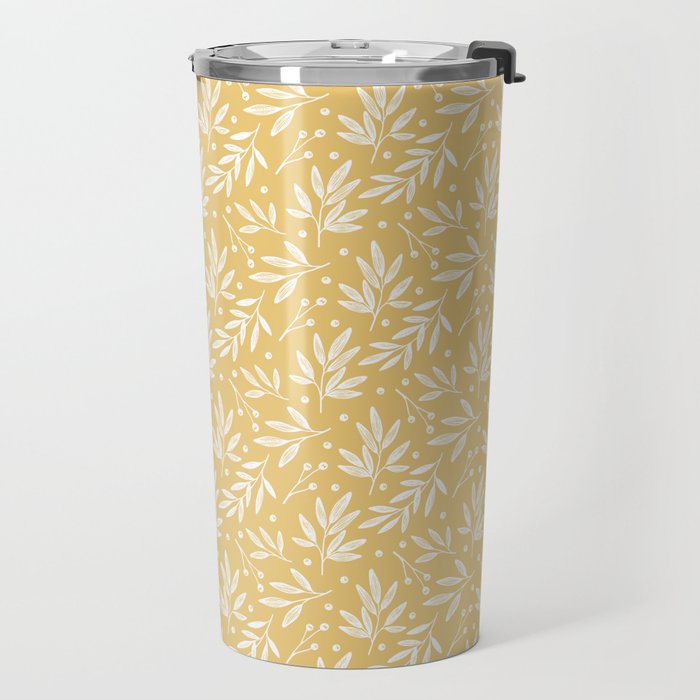 Botanic Pattern - White Yellow Travel Mug Gallery Image 2