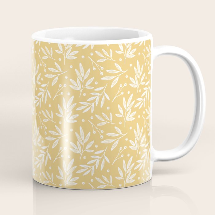 Botanic Pattern - White Yellow Coffee Mug Gallery Image 1