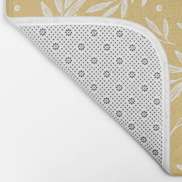 Botanic Pattern - White Yellow Bath Mat Gallery Image 2