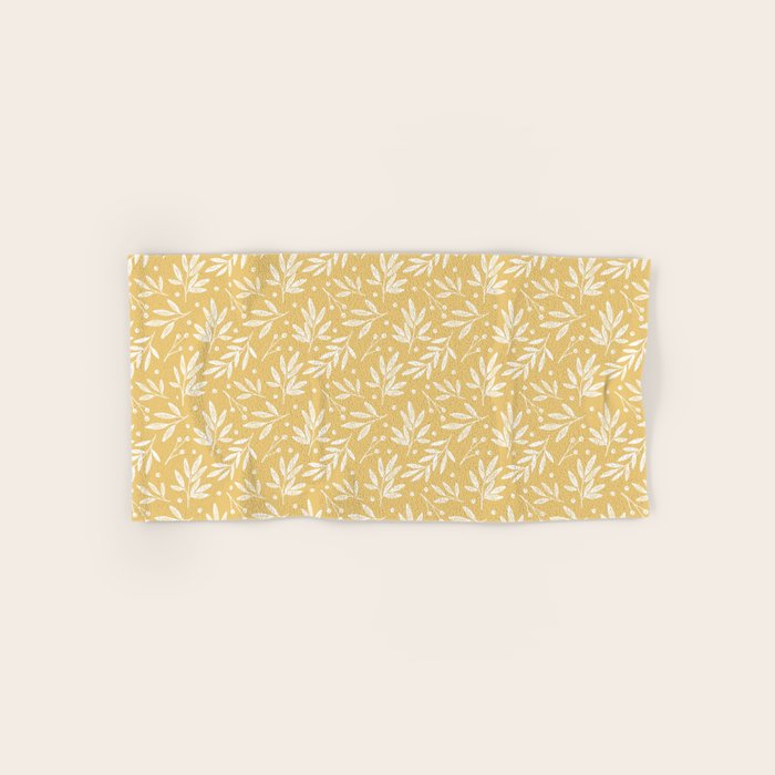 Botanic Pattern - White Yellow Bath Towel Gallery Image 1