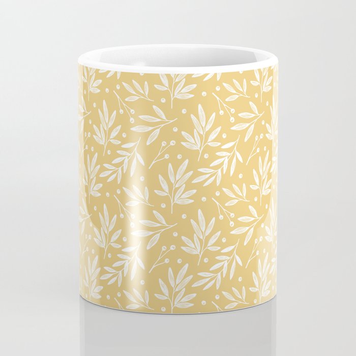 Botanic Pattern - White Yellow Coffee Mug Gallery Image 4