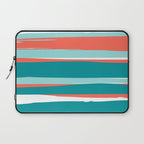 Colorful Stripes, Coral, Teal and Aqua Laptop Sleeve Gallery Image 1