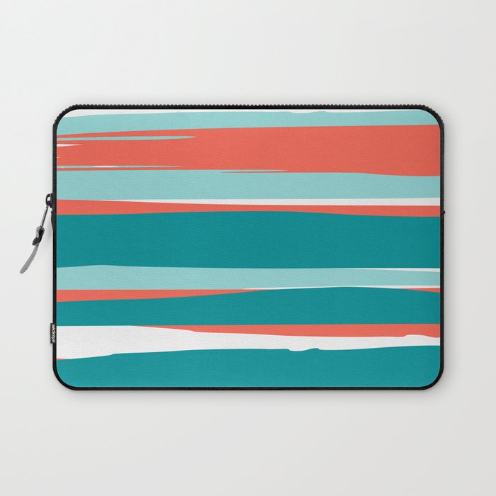Colorful Stripes, Coral, Teal and Aqua Laptop Sleeve Gallery Image 1