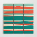 Colorful Stripes, Coral, Teal and Aqua Wood Wall Art Gallery Image 1