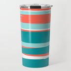 Colorful Stripes, Coral, Teal and Aqua Travel Mug Gallery Image 1