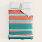 Colorful Stripes, Coral, Teal and Aqua Duvet Cover Gallery Image 6