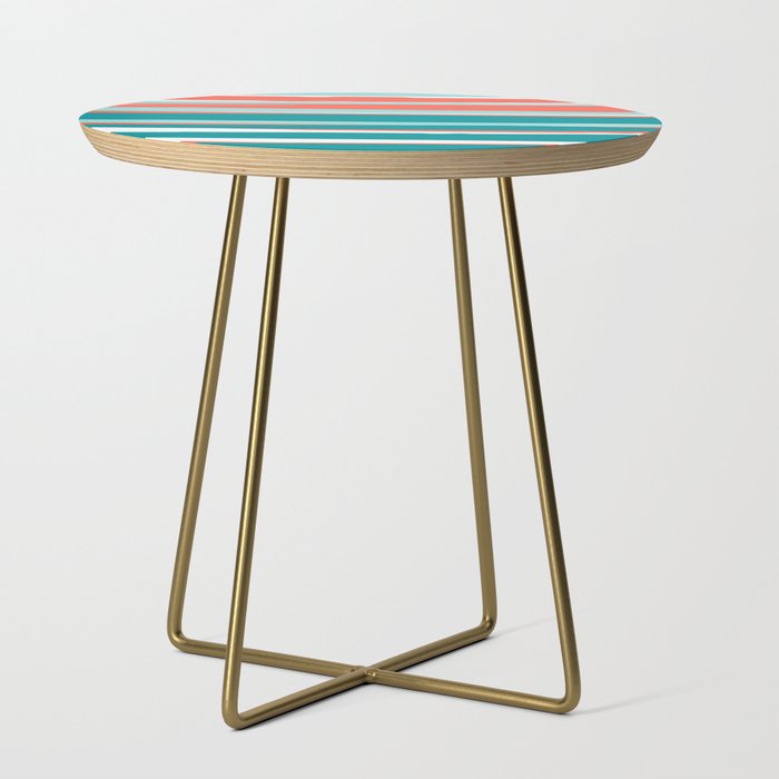 Colorful Stripes, Coral, Teal and Aqua Side Table Gallery Image 1
