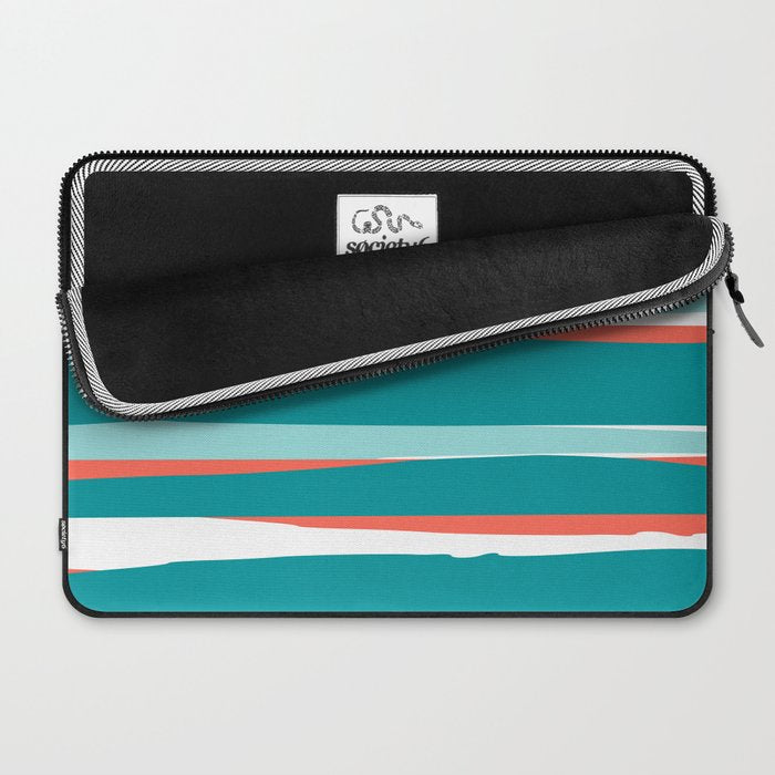 Colorful Stripes, Coral, Teal and Aqua Laptop Sleeve Gallery Image 2
