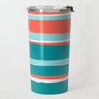 Colorful Stripes, Coral, Teal and Aqua Travel Mug Gallery Image 2