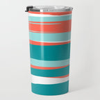Colorful Stripes, Coral, Teal and Aqua Travel Mug Gallery Image 3